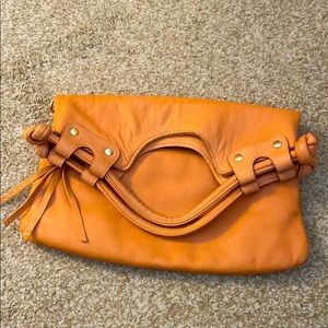 Orange/Peach Soft Leather Fold-over Purse